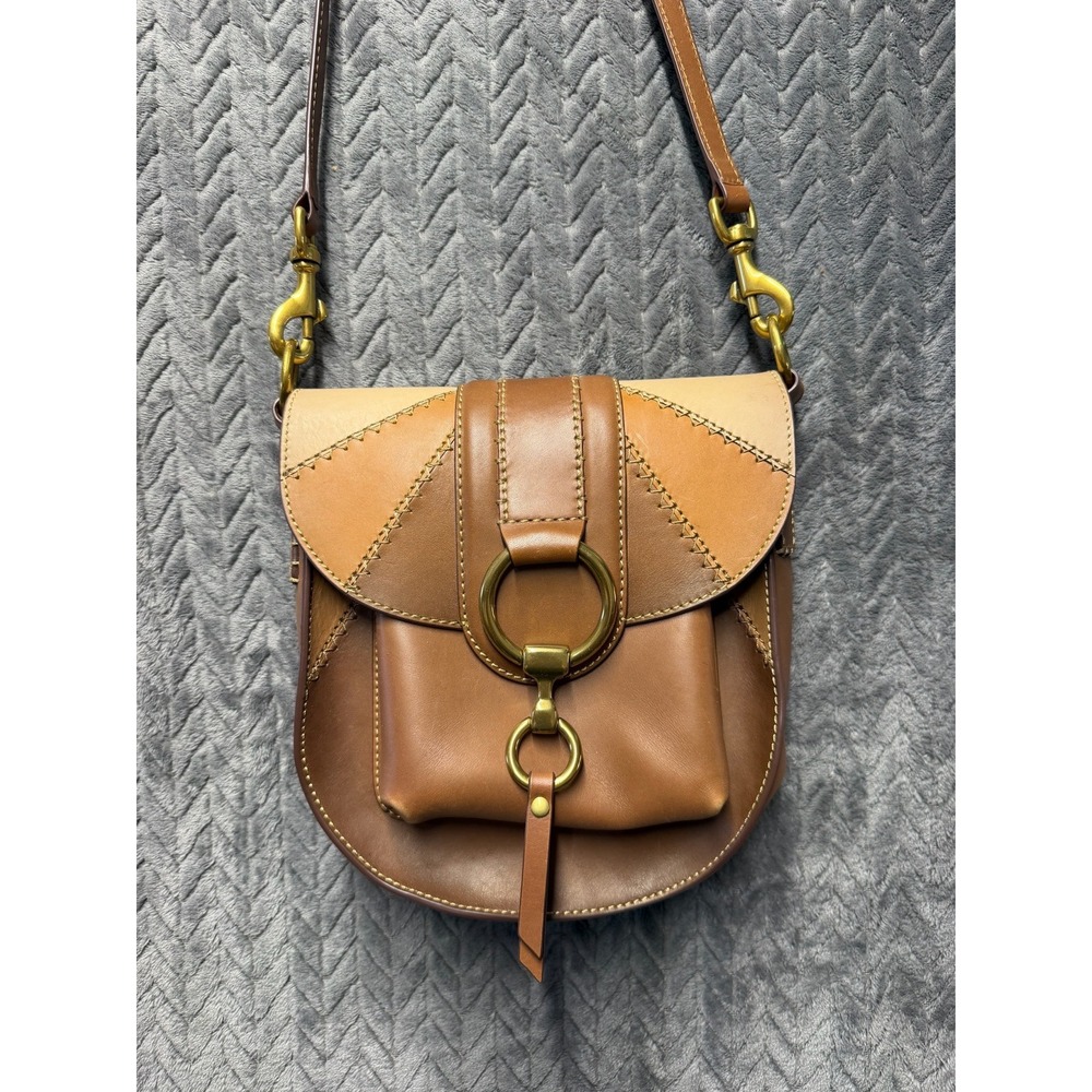 Frye Llana Saddle Crossbody Bag Excellent Western Leather Tri-Tone Ring Detail‎